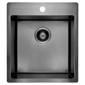 Stål Køkkenvask <strong>Olfato</strong>  Grå Titanium Mat 45x51 cm med Vandlås