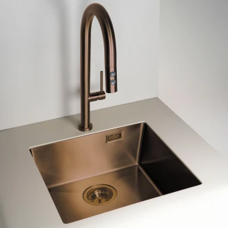 Stål Køkkenvask <strong>Olfato</strong>  Bronze Mat 45x51 cm med Vandlås