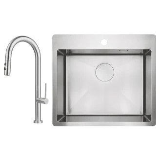 Stål Køkkenvask <strong>Olfato</strong>  Børstet Stål Mat 55x51 cm med Vandlås
