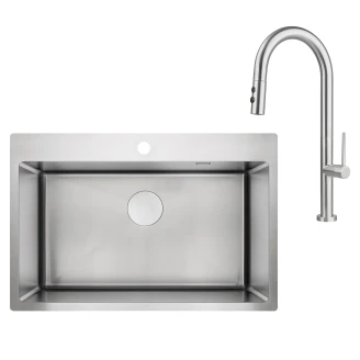 Stål Køkkenvask <strong>Olfato</strong>  Børstet Stål Mat 76x51 cm med Vandlås