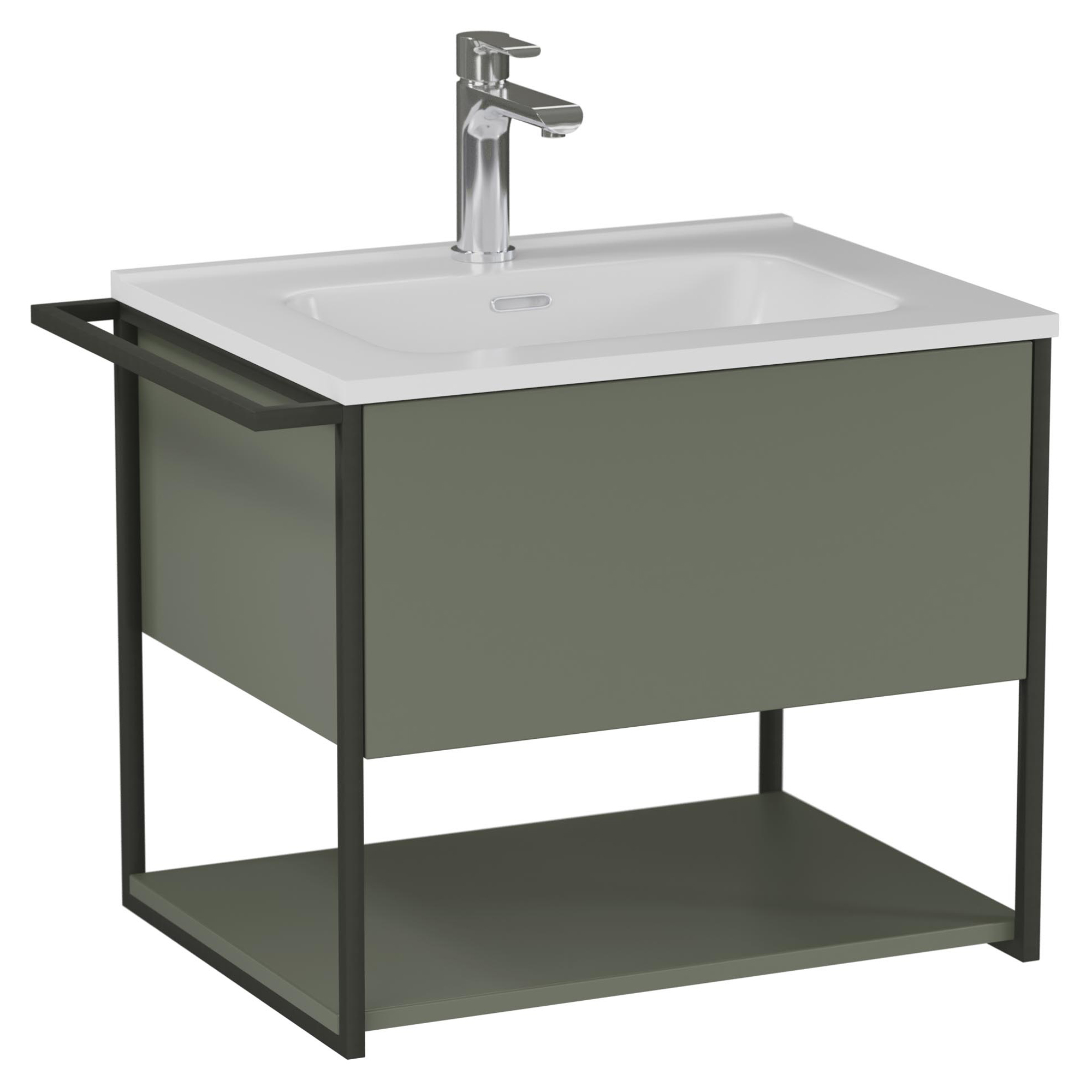 Underskab Evolv Grøn Mat 60 cm med Vask Hvid Blank