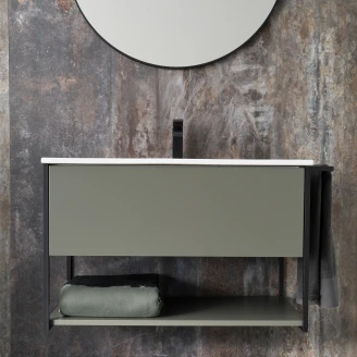 Underskab <strong>Evolv</strong>  Grøn Mat 80 cm med Vask Hvid Blank