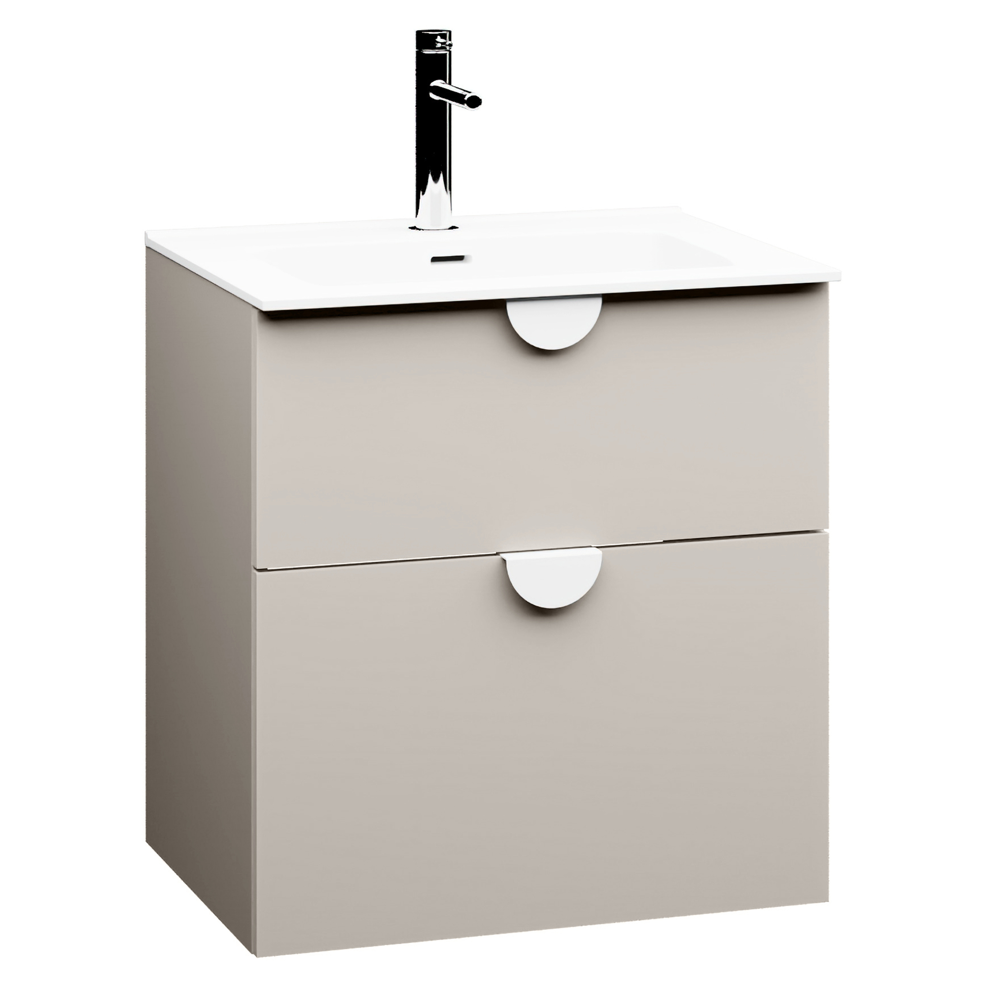 Underskab Celeste Beige Mat 60 cm med Vask Hvid Blank