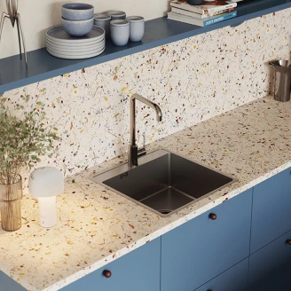 Rostfrit Stål Køkkenvask <strong>Montaire</strong>  Krom Linen 49x48 cm med Vandlås