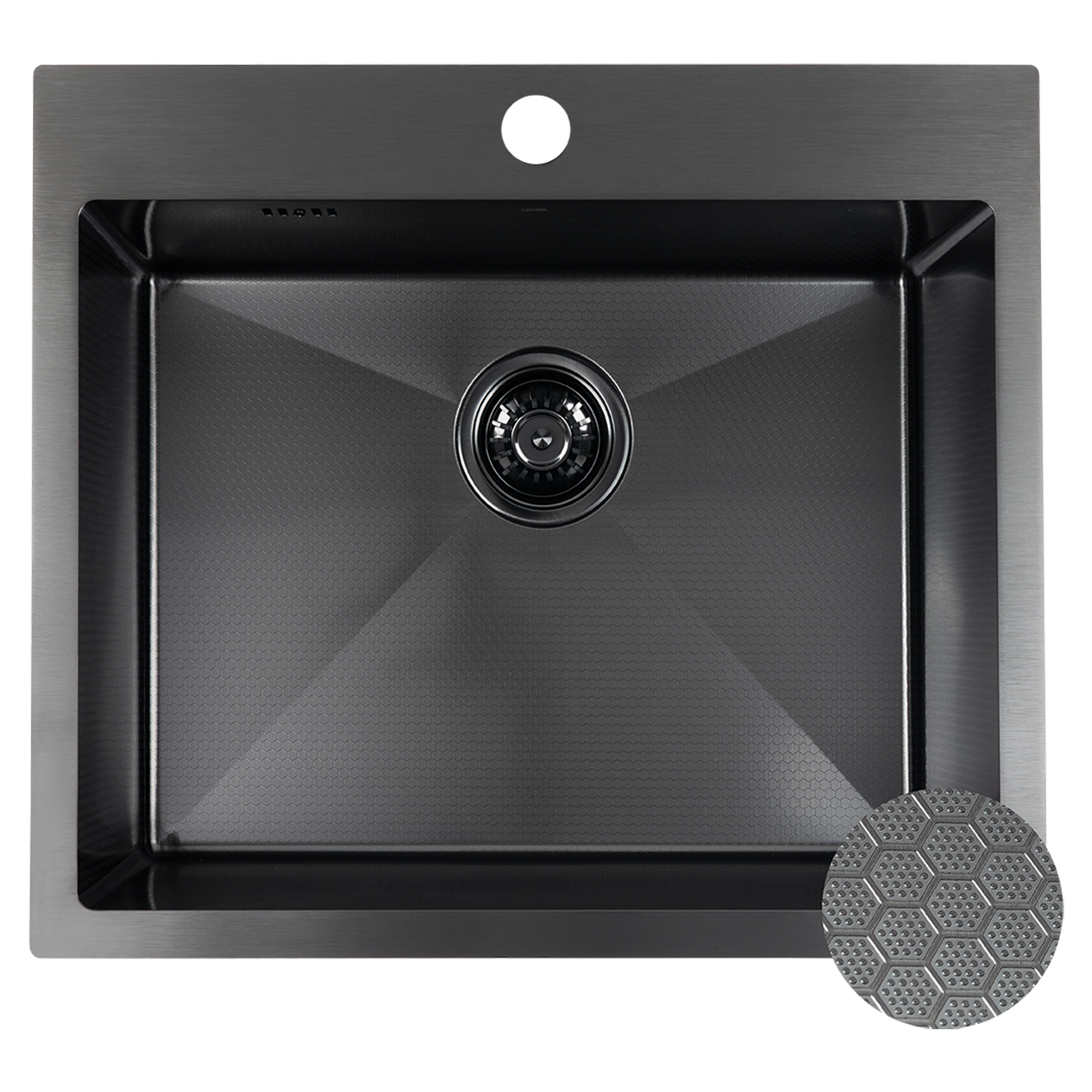 Rostfrit Stål Køkkenvask Epure Sort Mat 50x58 cm med Vandlås