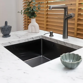 Rostfrit Stål Køkkenvask <strong>Orviane</strong>  Grafit Mat 44x54 cm med Vandlås