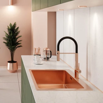 Rostfrit Stål Køkkenvask <strong>Orviane</strong>  Kobber Mat 51x59 cm med Vandlås