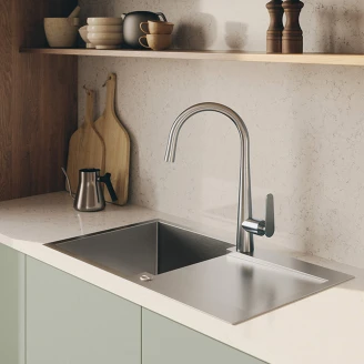 Rostfrit Stål Diskbænk <strong>Orviane</strong>  Krom Mat 44x76 cm med Vandlås