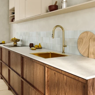 Rustfrit Stål Køkkenvask <strong>Valoise</strong>  Guld Mat 54x44 cm med Vandlås