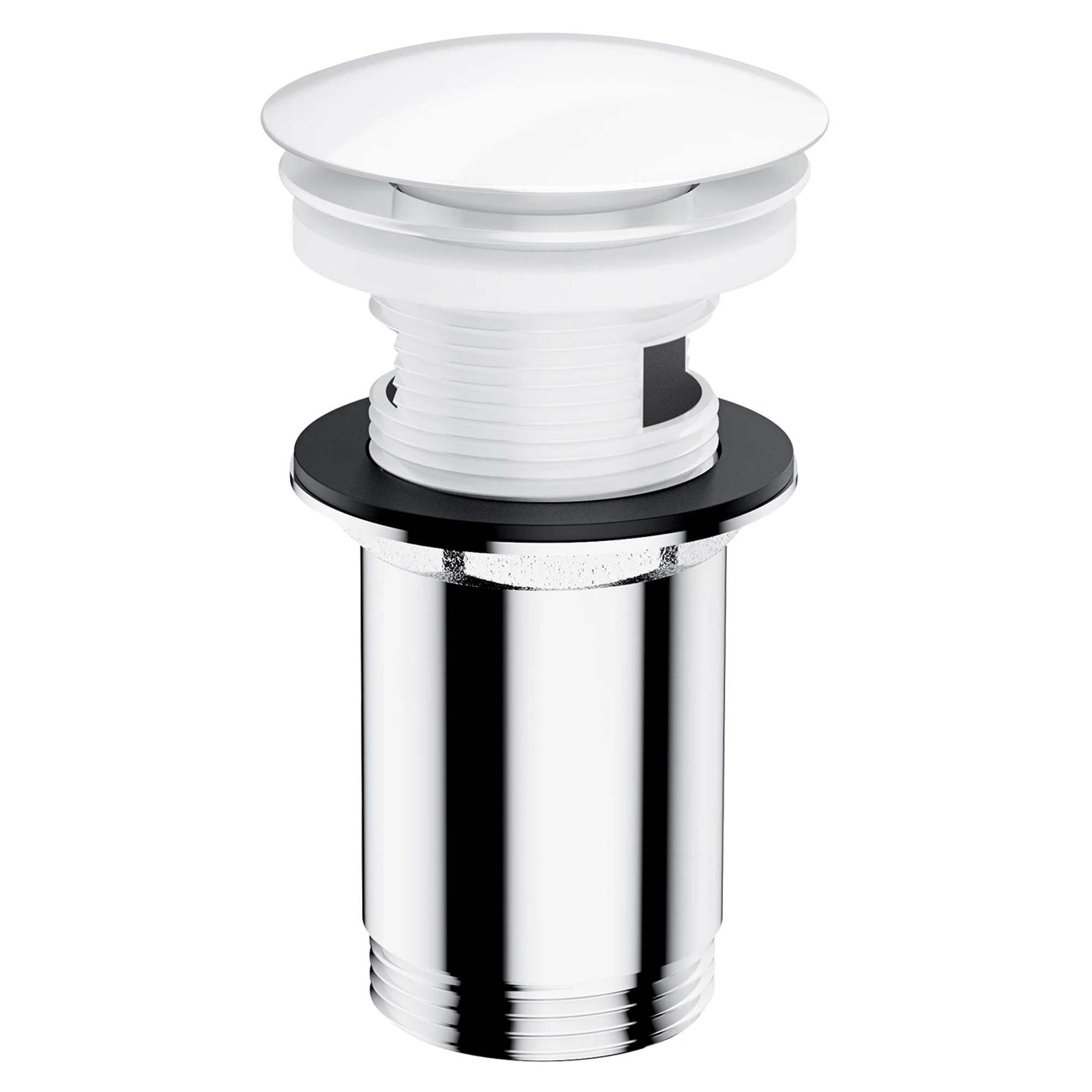 Omnires Bundventil Click Clack Hvid Blank til Håndvask med Overløb