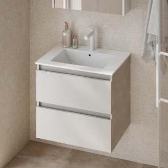 Underskab <strong>Blisse</strong>  Beige Mat 60 cm med To Skuffer & Vask Hvid Blank