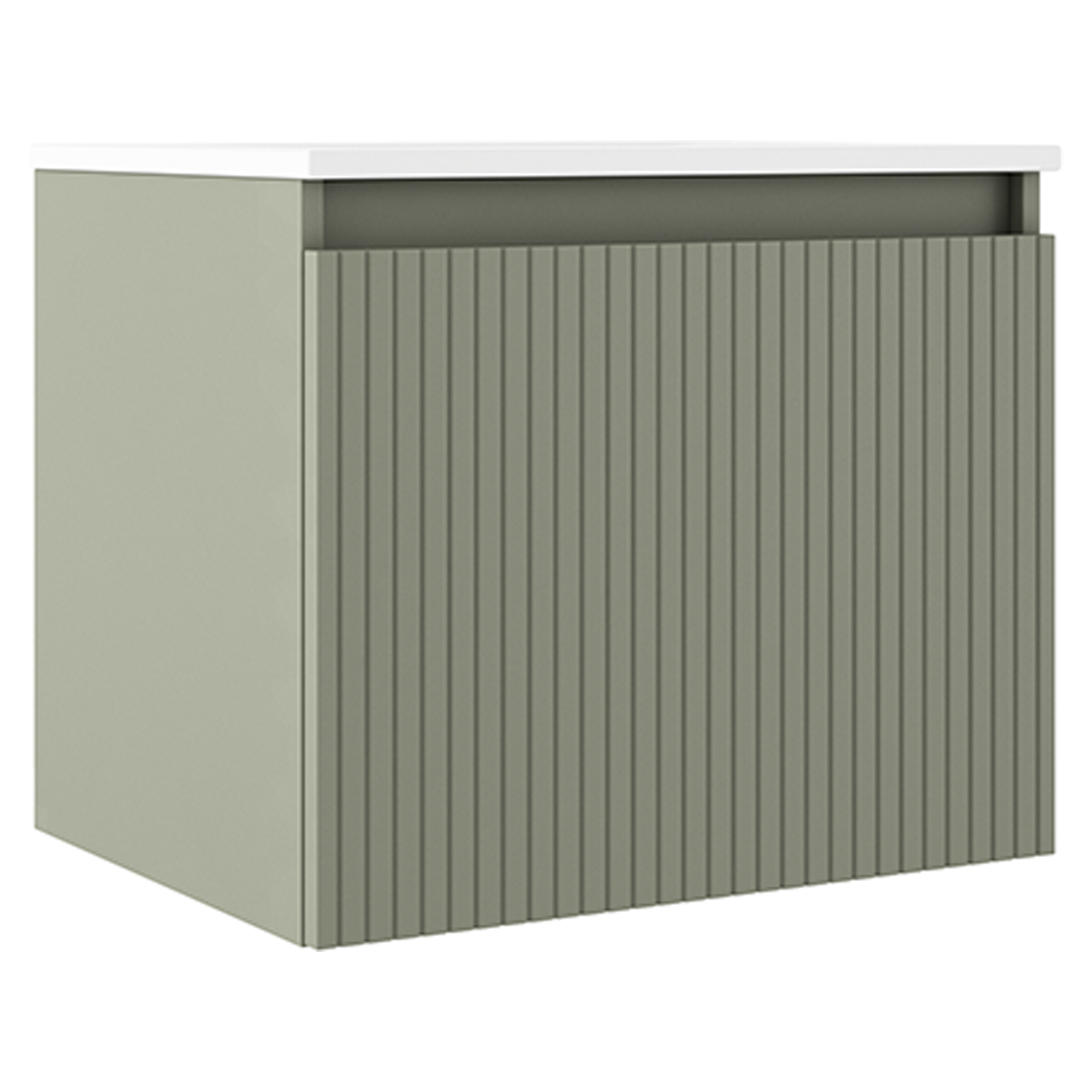 Underskab Picone Oliven Mat 60 cm med Vask Hvid Blank