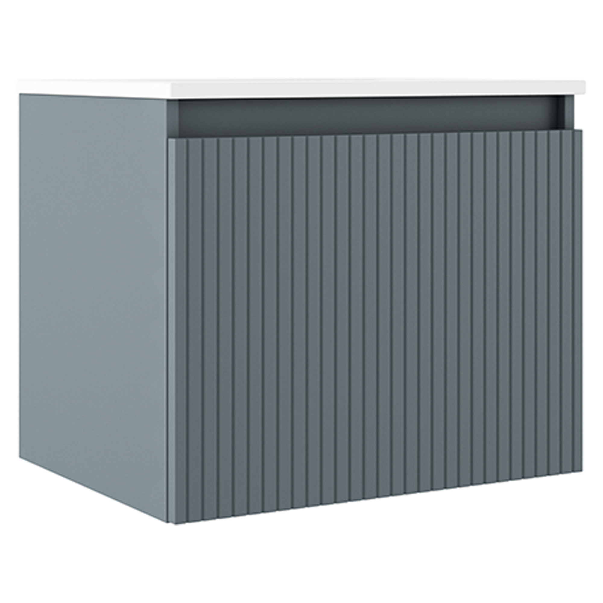 Underskab Picone Blå Mat 60 cm med Vask Hvid Blank