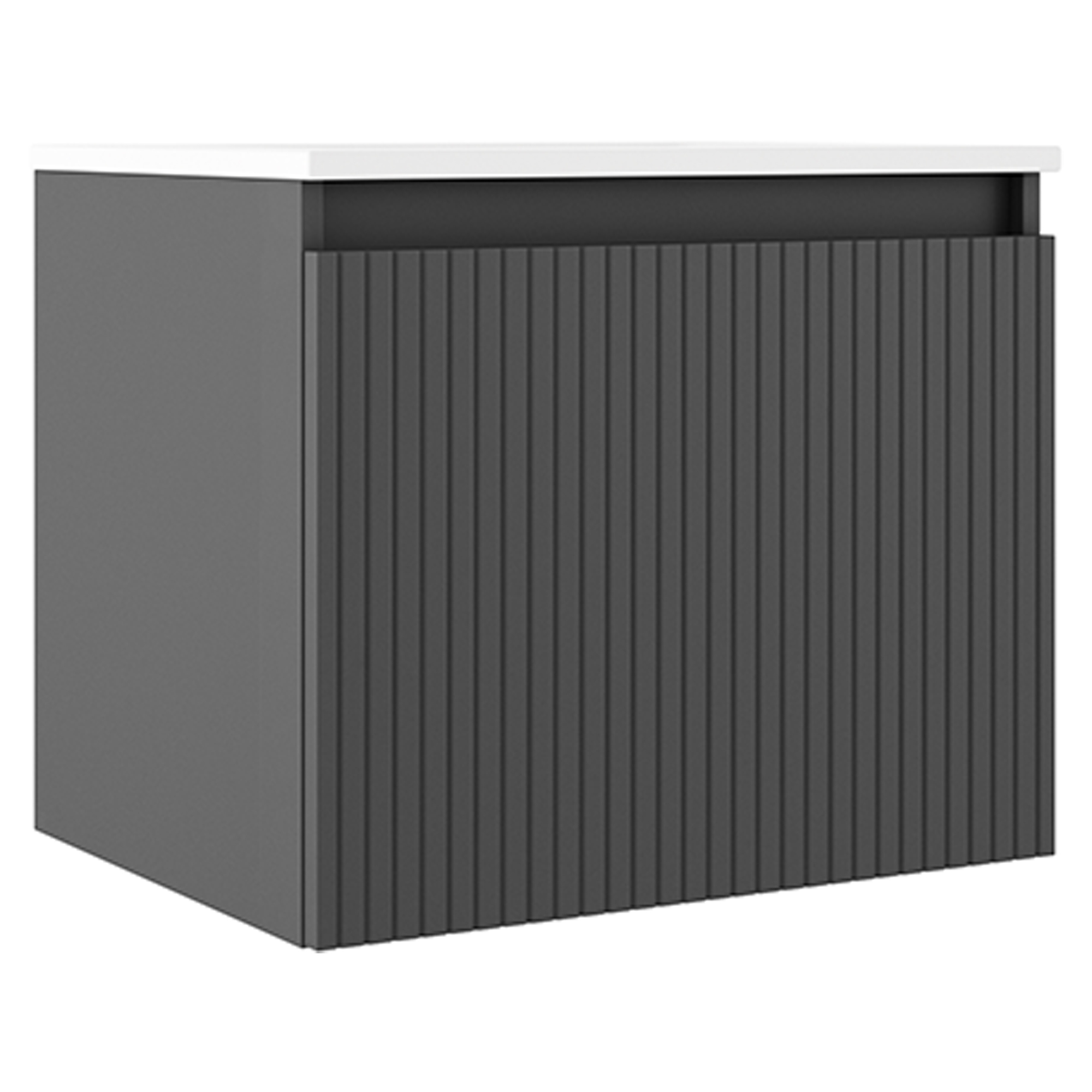 Underskab Picone Mørkegrå Mat 60 cm med Vask Hvid Blank