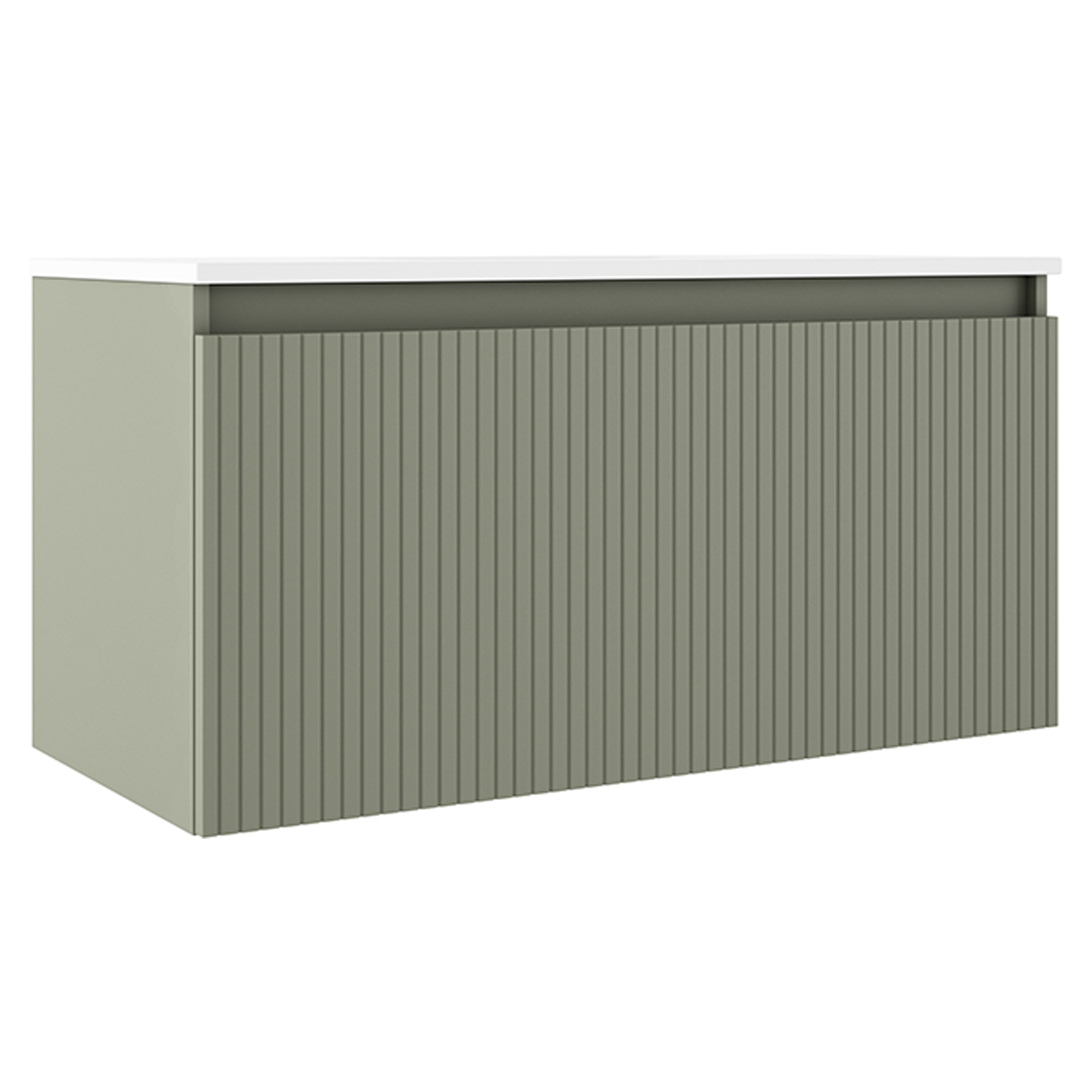 Underskab Picone Oliven Mat 100 cm med Vask Hvid Blank