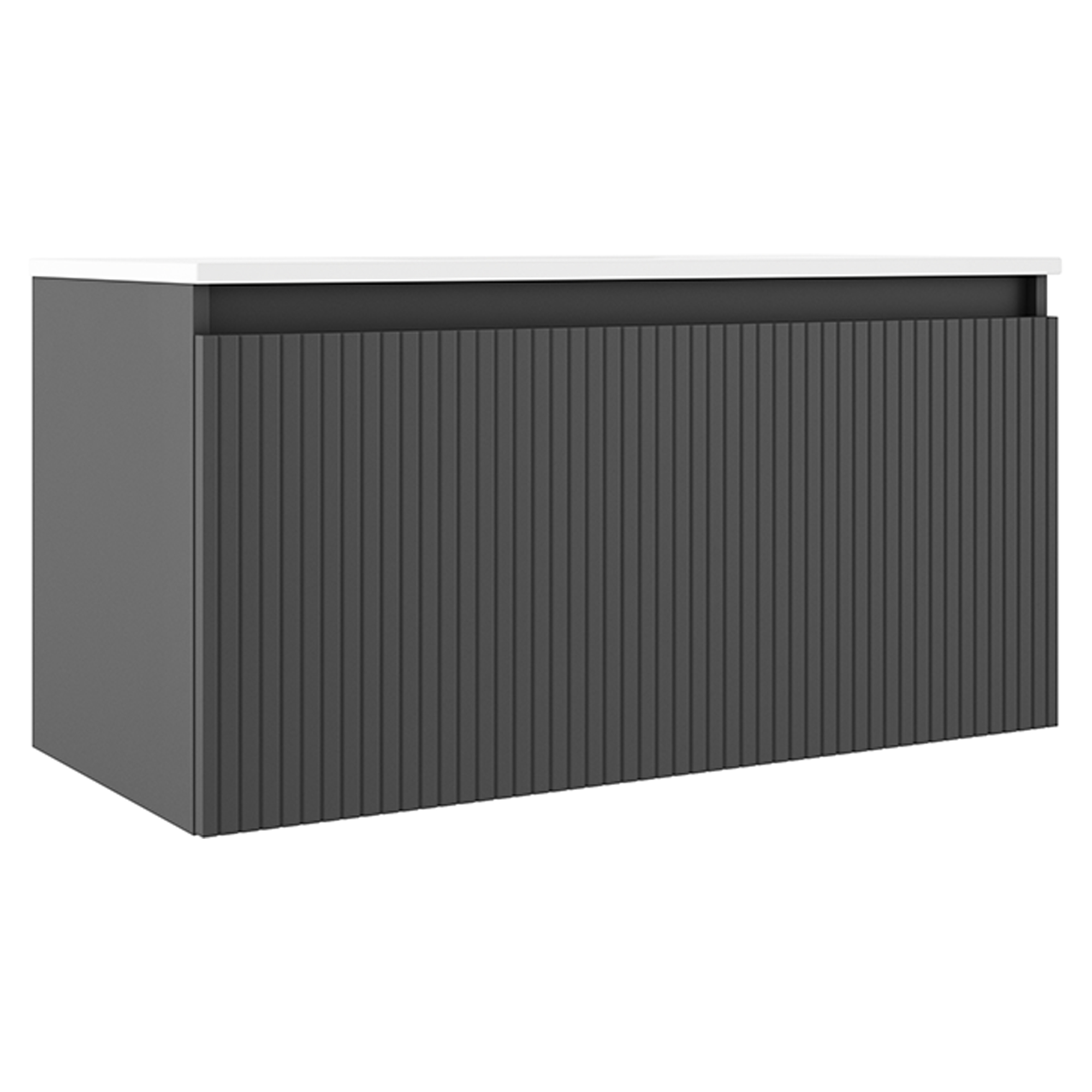 Underskab Picone Mørkegrå Mat 100 cm med Vask Hvid Blank