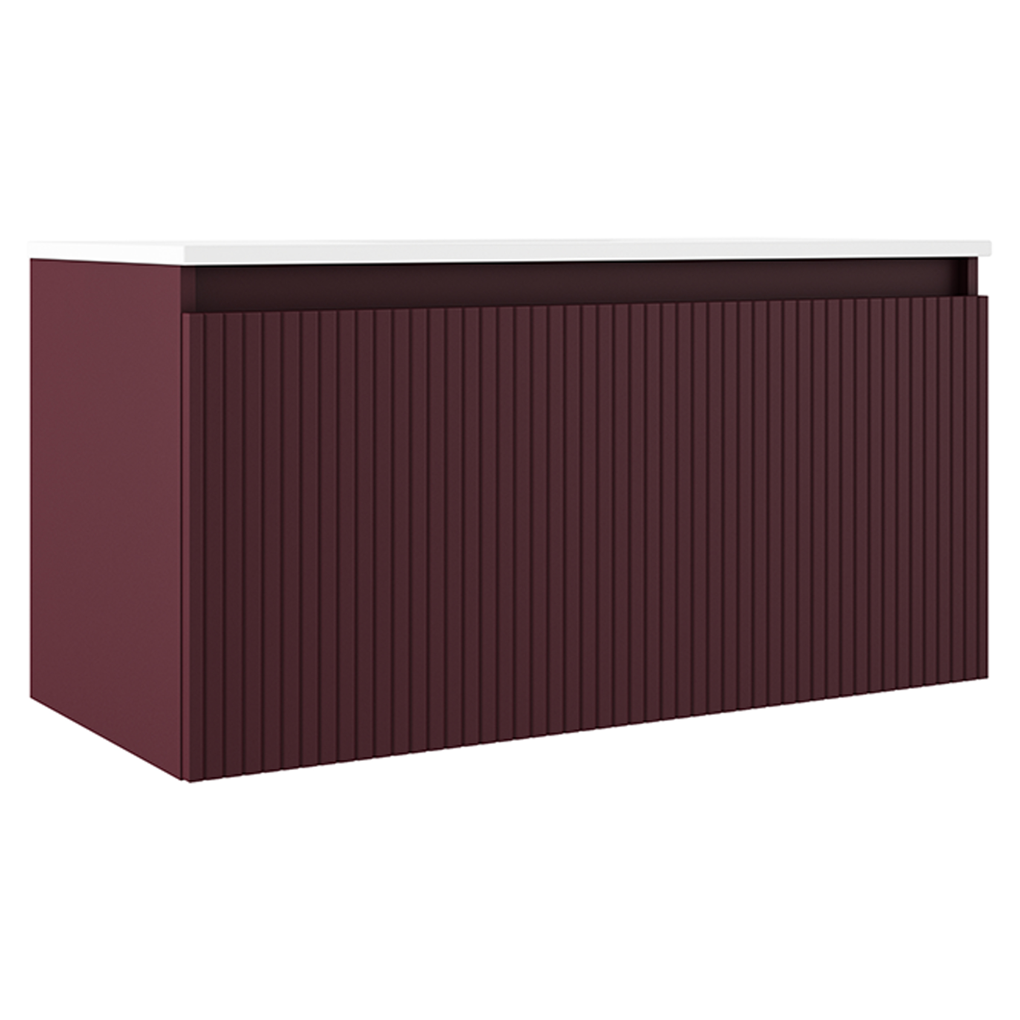 Underskab Picone Rød Mat 100 cm med Vask Hvid Blank