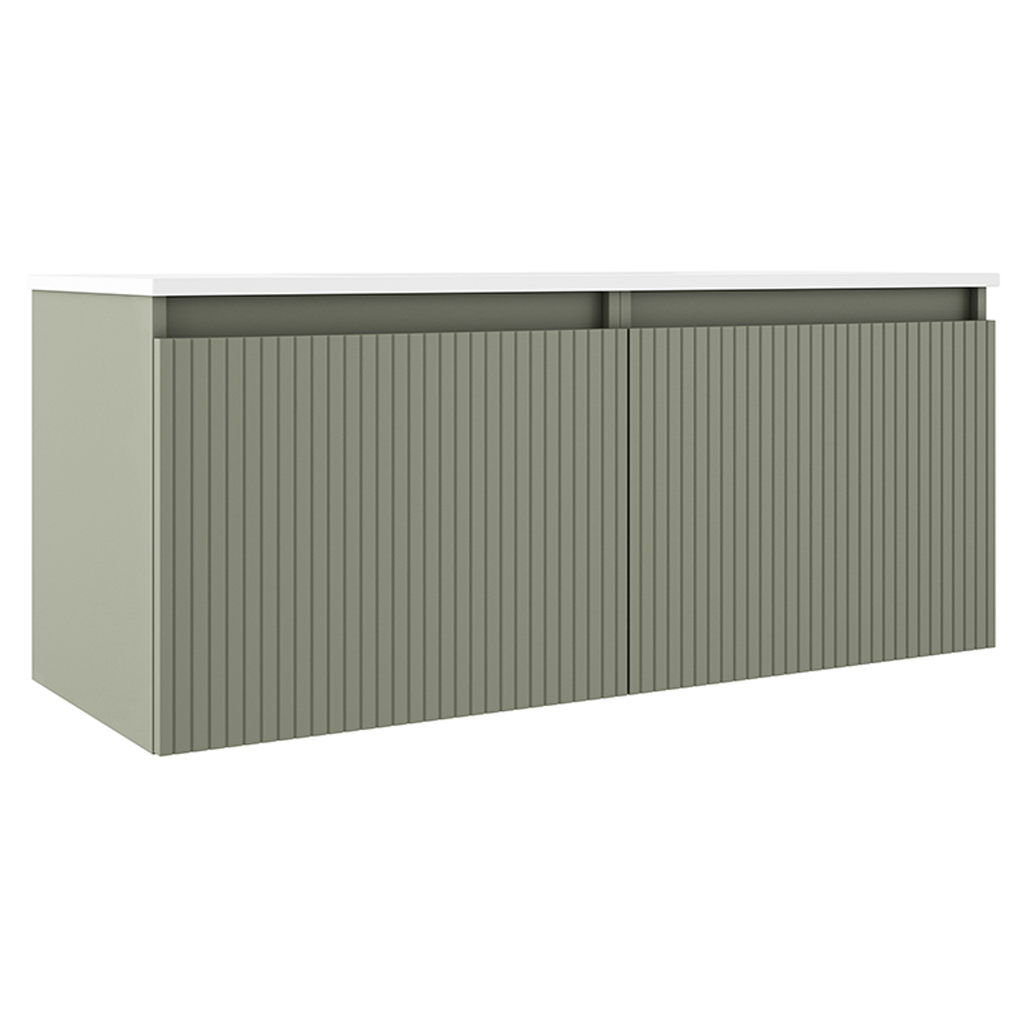 Dobbelt Underskab Picone Oliven Mat 120 cm med Vask Hvid Blank