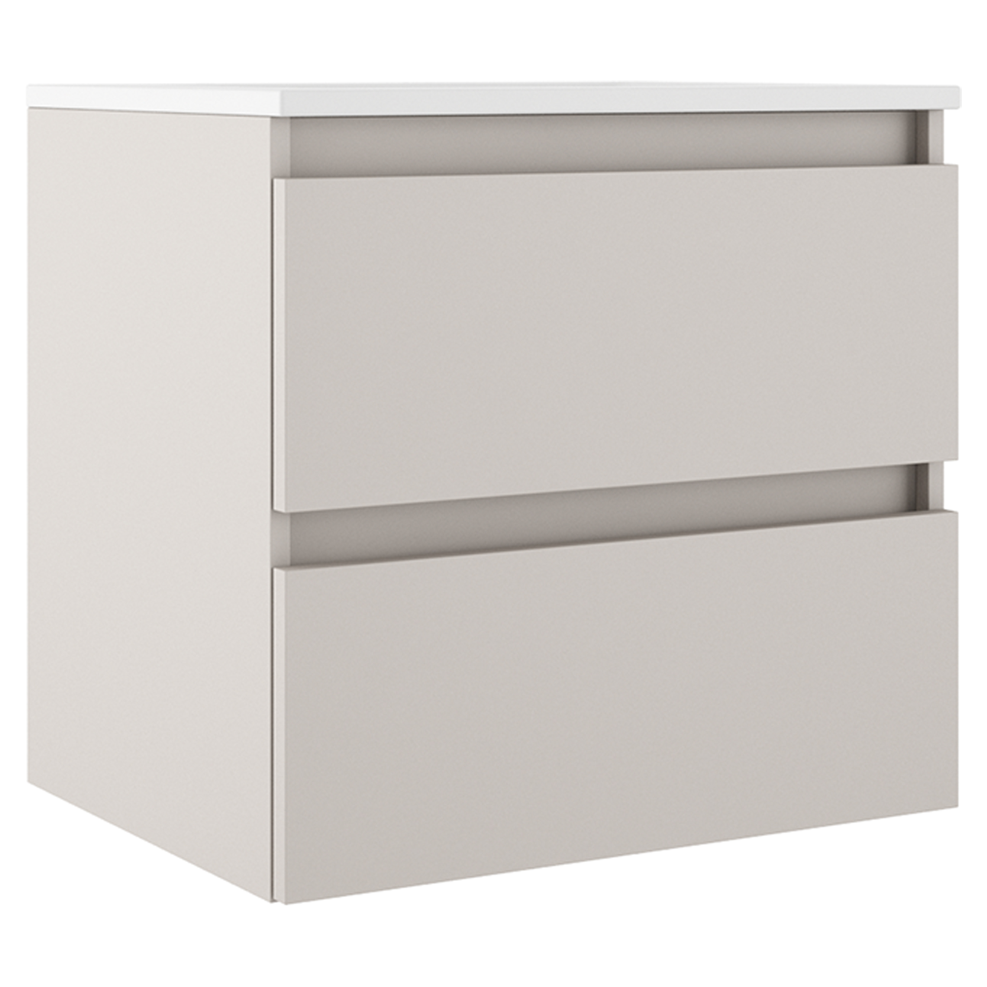 Underskab Compakt Beige Mat 50x40 cm med Vask Hvid Blank