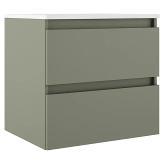 Underskab <strong>Compakt</strong>  Oliven Mat 50x40 cm med Vask Hvid Blank