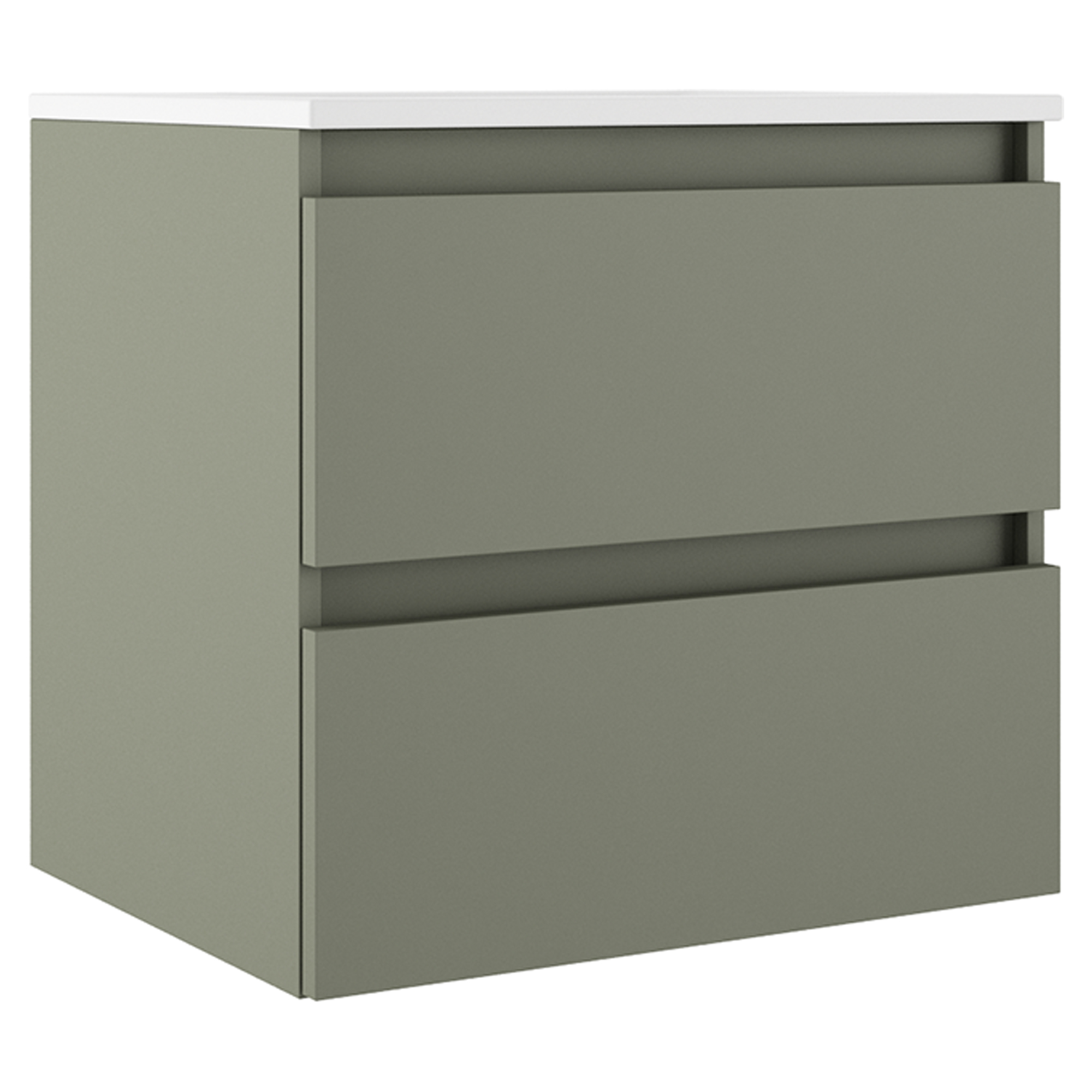 Underskab Compakt Oliven Mat 60x40 cm med Vask Hvid Blank