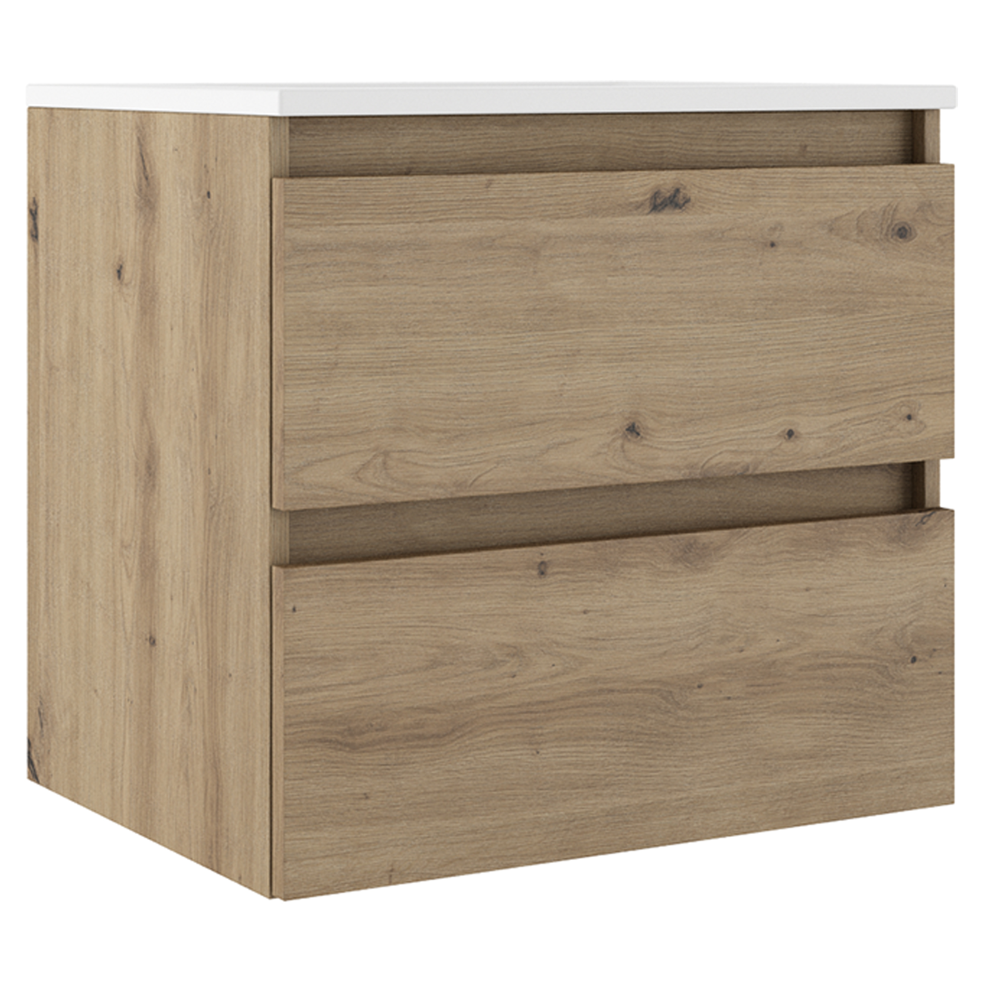 Underskab Compakt Eg Mat 60x40 cm med Vask Hvid Blank