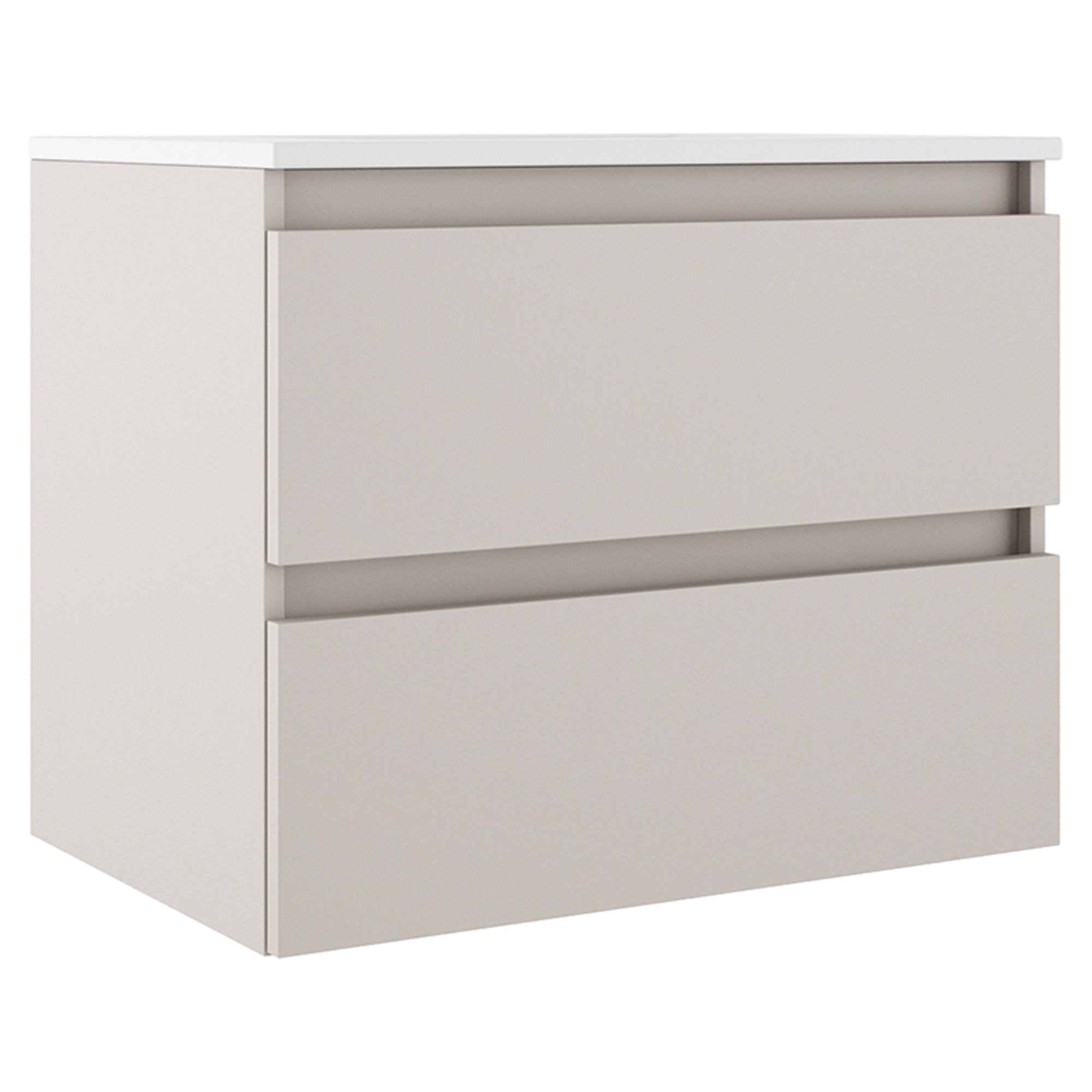 Underskab Compakt Beige Mat 70x40 cm med Vask Hvid Blank
