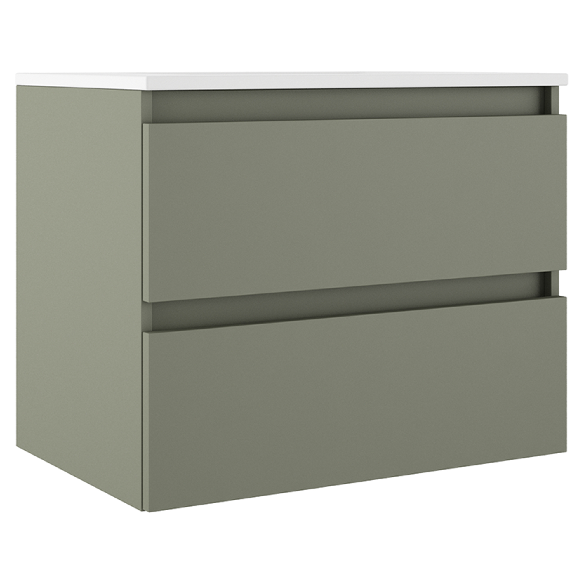 Underskab Compakt Oliven Mat 70x40 cm med Vask Hvid Blank