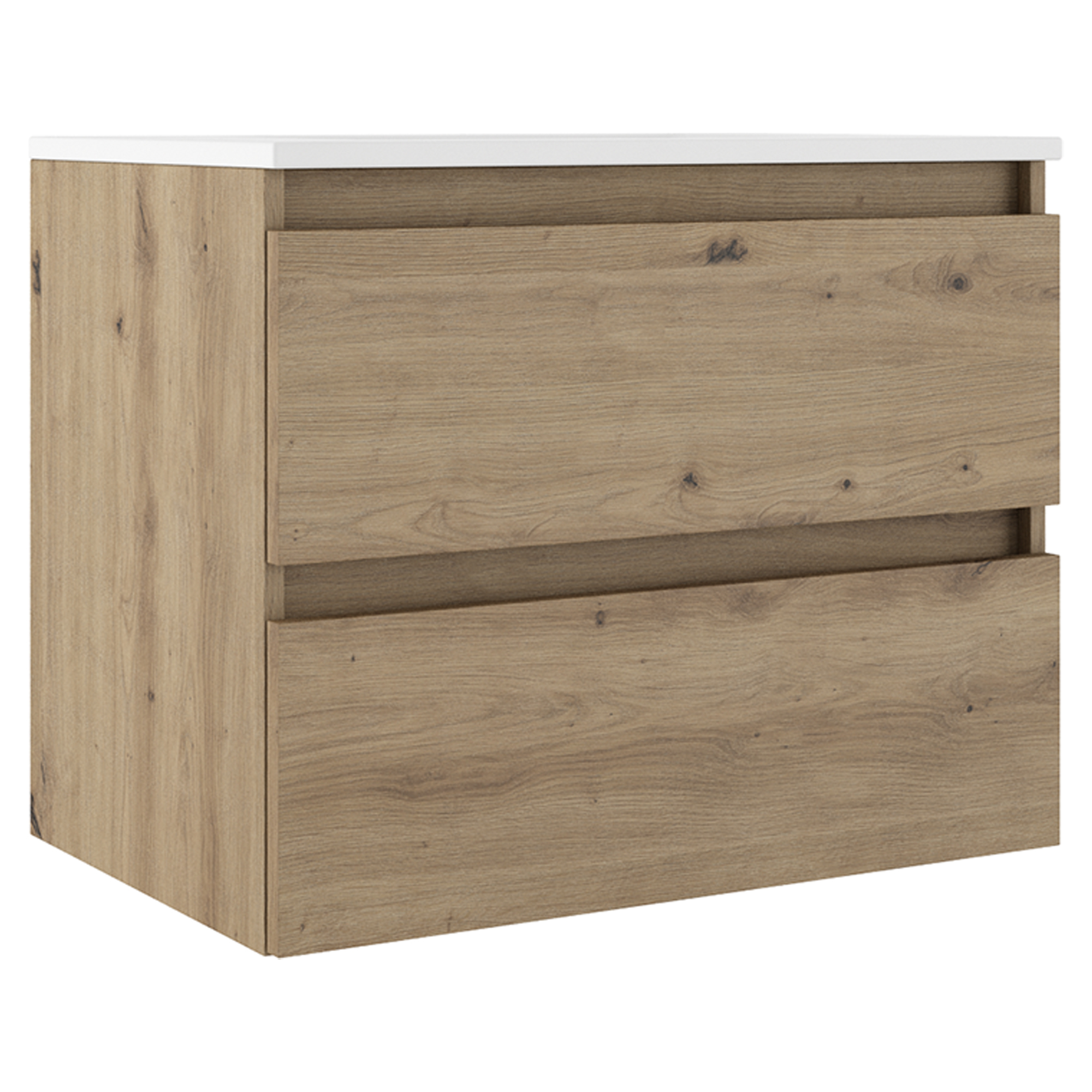 Underskab Compakt Eg Mat 70x40 cm med Vask Hvid Blank