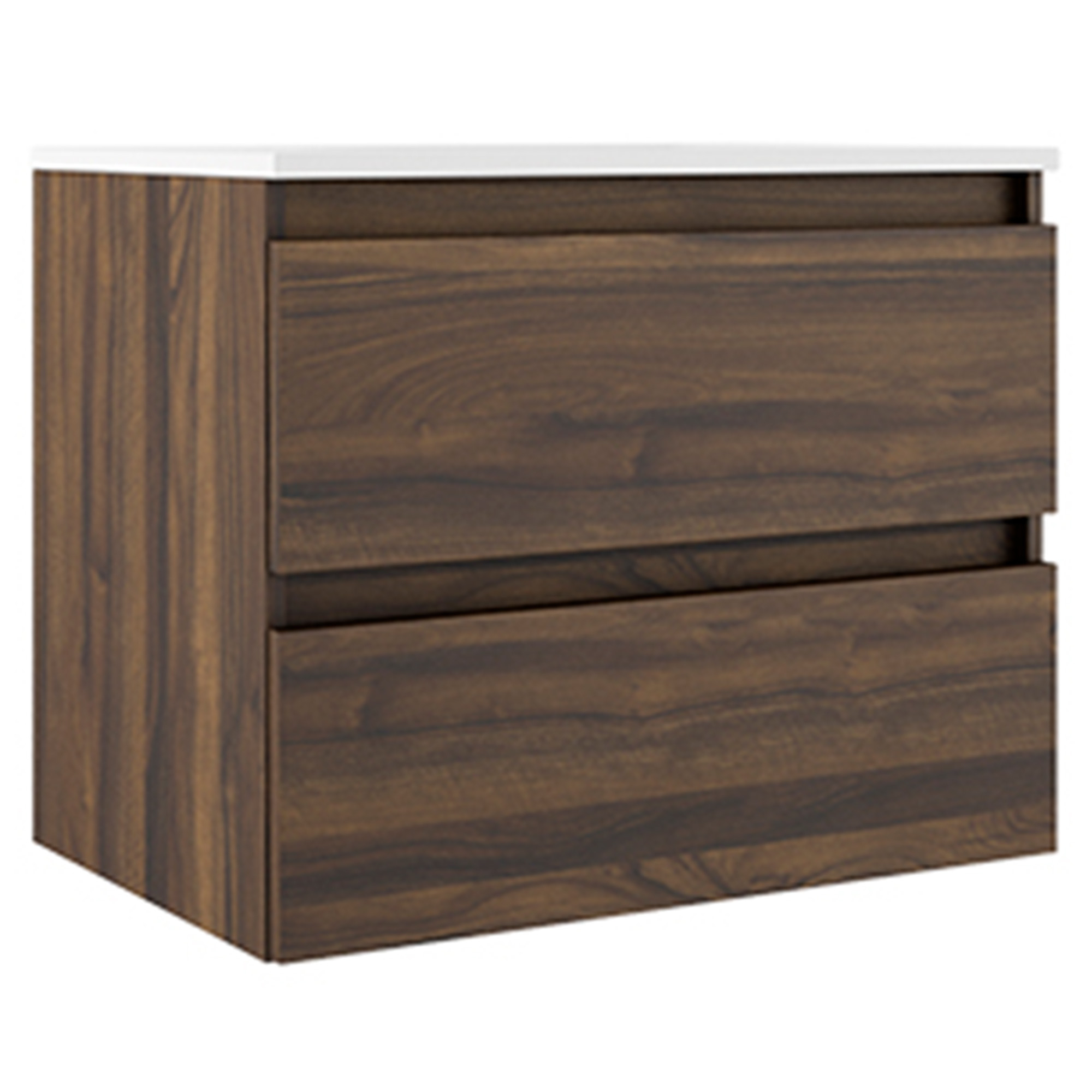 Underskab Compakt Valnød Mat 70x40 cm med Vask Hvid Blank