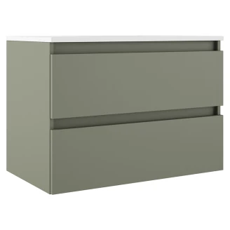 Underskab <strong>Compakt</strong>  Oliven Mat 80x40 cm med Vask Hvid Blank