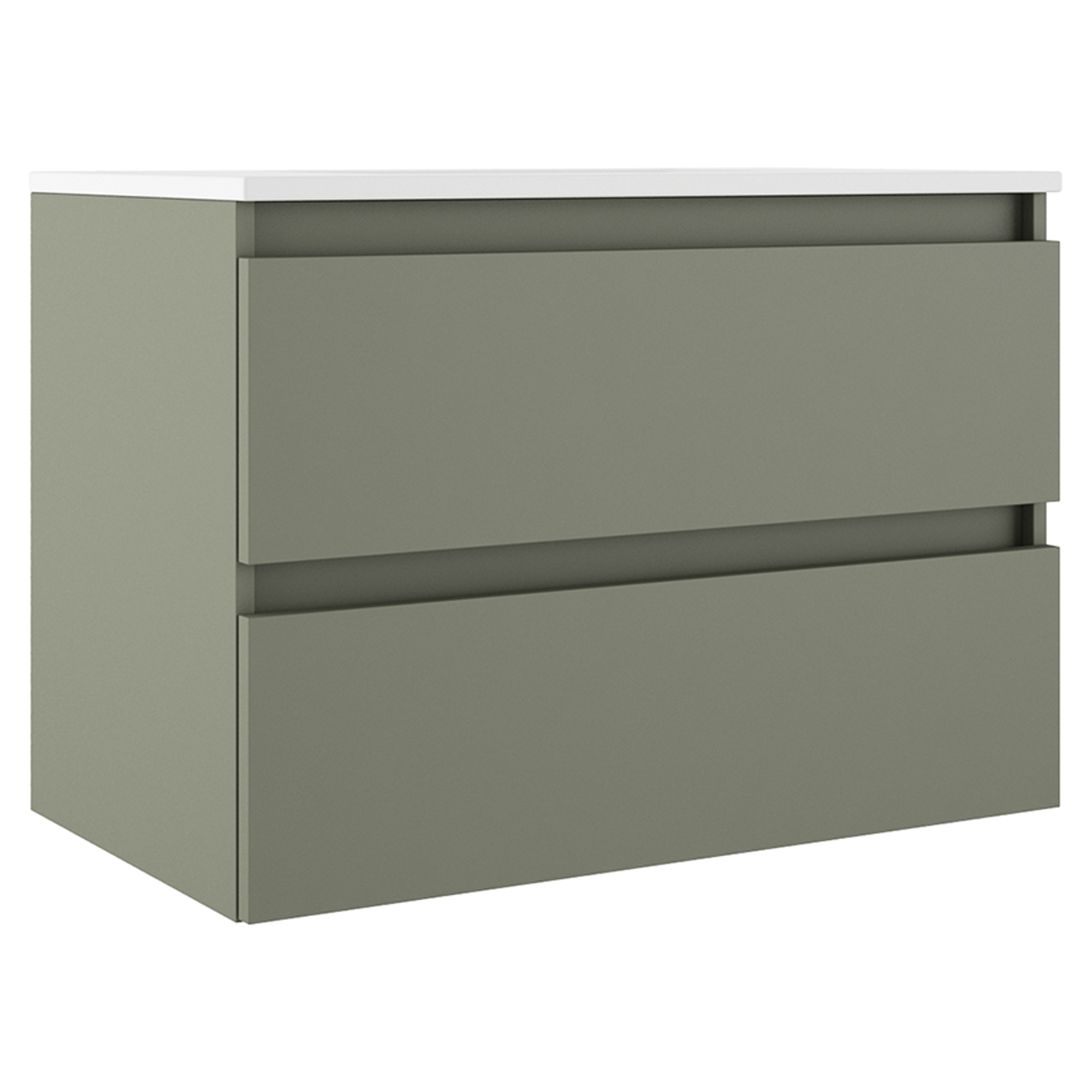 Underskab Compakt Oliven Mat 80x40 cm med Vask Hvid Blank