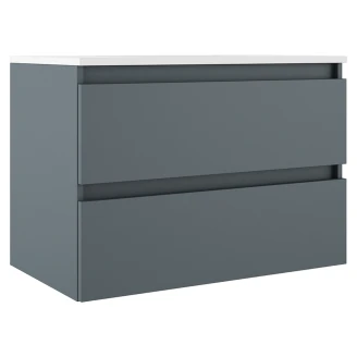 Underskab <strong>Compakt</strong>  Blå Mat 80x40 cm med Vask Hvid Blank