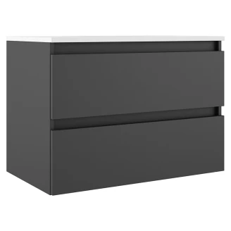 Underskab <strong>Compakt</strong>  Mørkegrå Mat 80x40 cm med Vask Hvid Blank