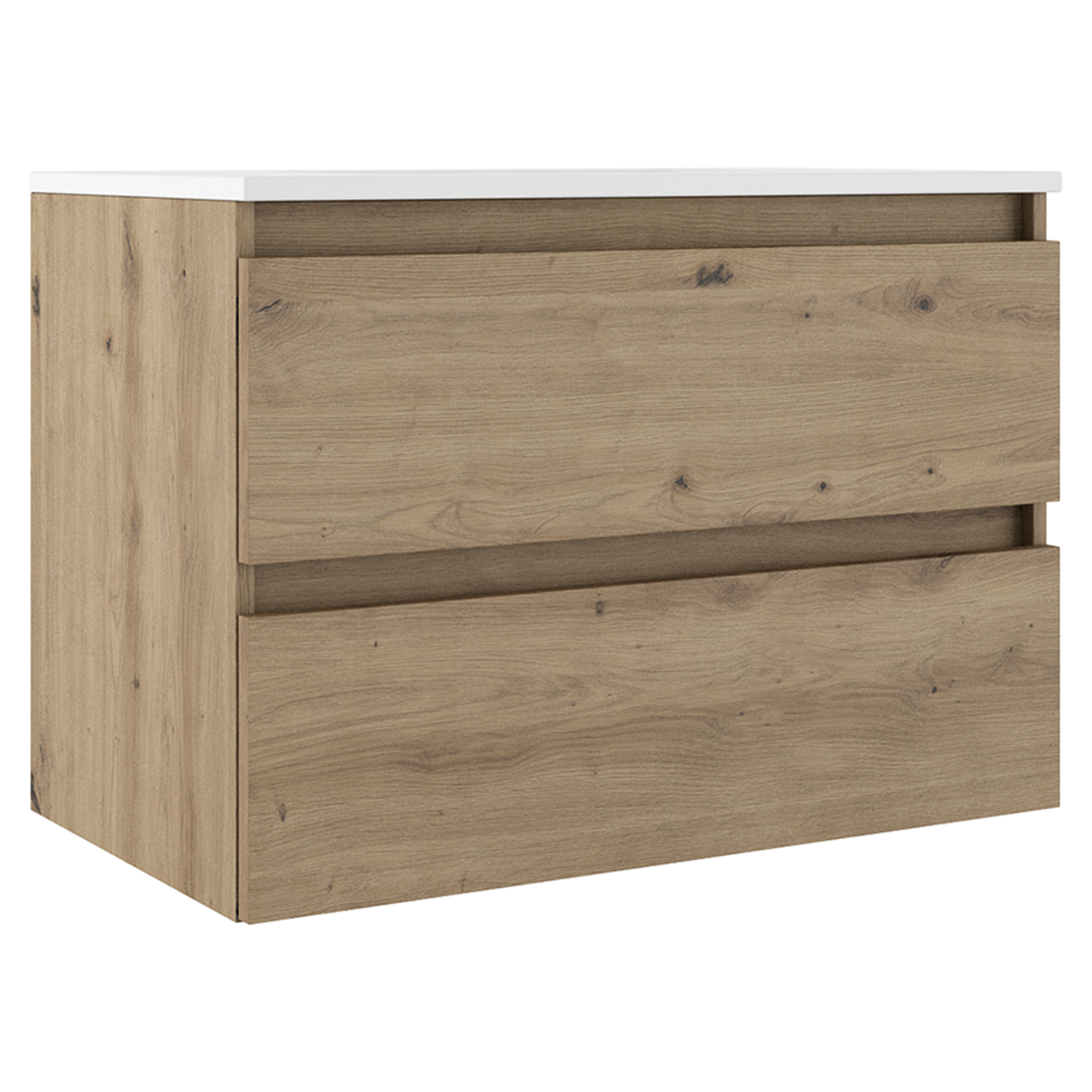 Underskab Compakt Eg Mat 80x40 cm med Vask Hvid Blank