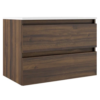 Underskab <strong>Compakt</strong>  Valnød Mat 80x40 cm med Vask Hvid Blank