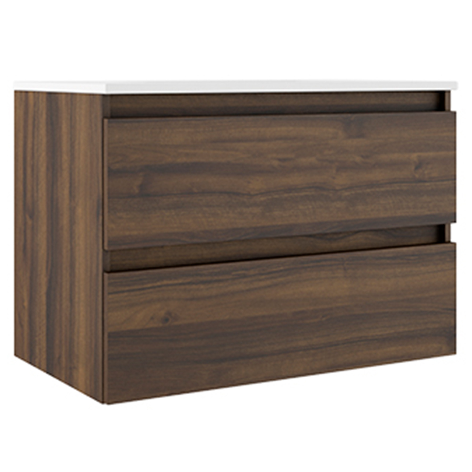 Underskab Compakt Valnød Mat 80x40 cm med Vask Hvid Blank