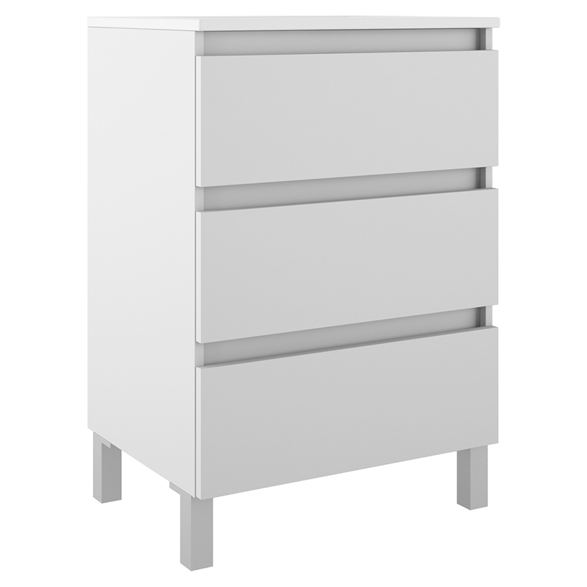 Underskab Compakt Hvid Mat 60x40 cm med Vask, Tre Skuffer & Ben