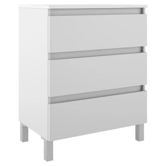 Underskab <strong>Compakt</strong>  Hvid Mat 70x40 cm med Vask, Tre Skuffer & Ben