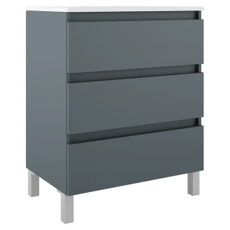 Underskab <strong>Compakt</strong>  Blå Mat 70x40 cm med Vask, Tre Skuffer & Ben
