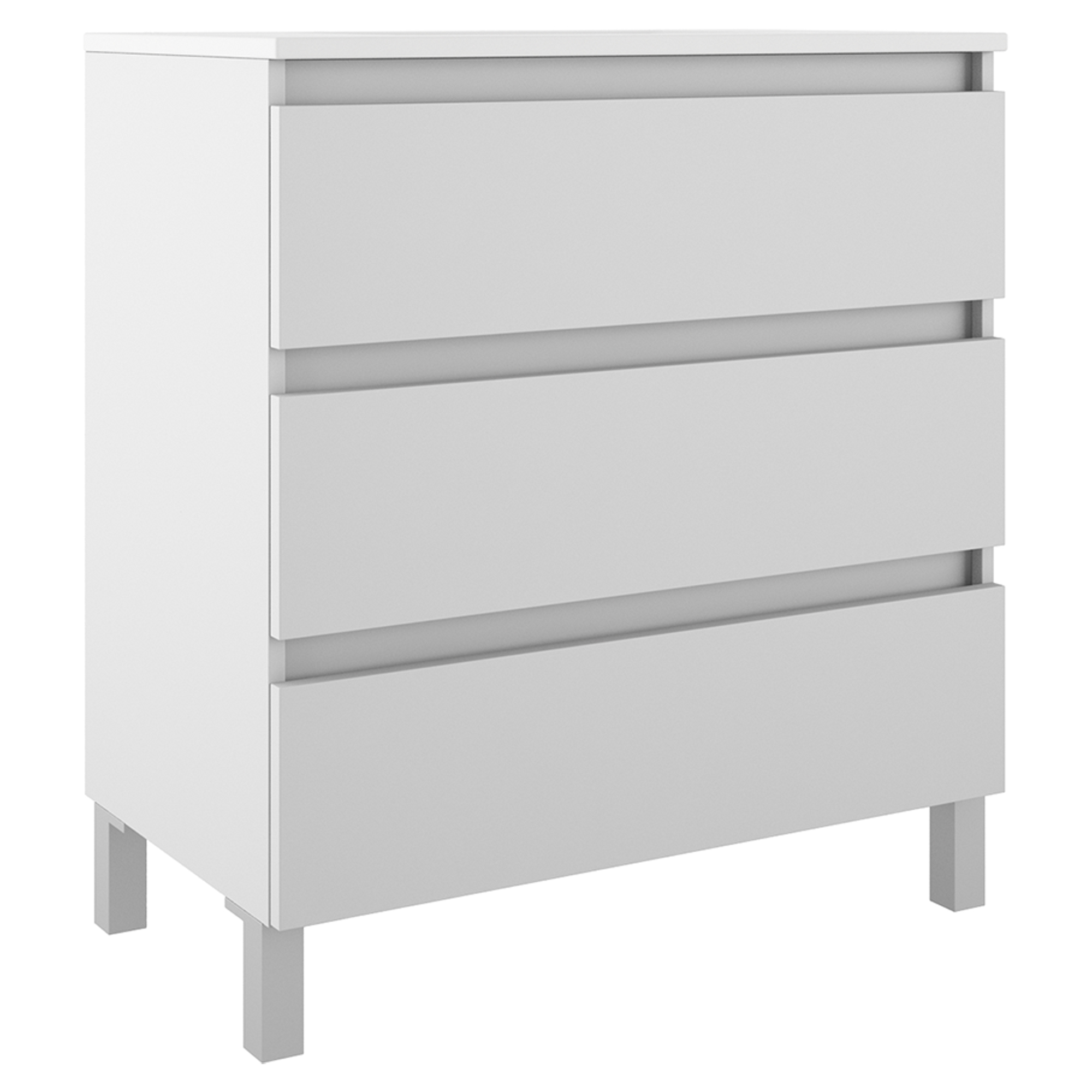 Underskab Compakt Hvid Mat 80x40 cm med Vask, Tre Skuffer & Ben