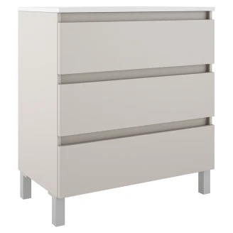 Underskab <strong>Compakt</strong>  Beige Mat 80x40 cm med Vask, Tre Skuffer & Ben