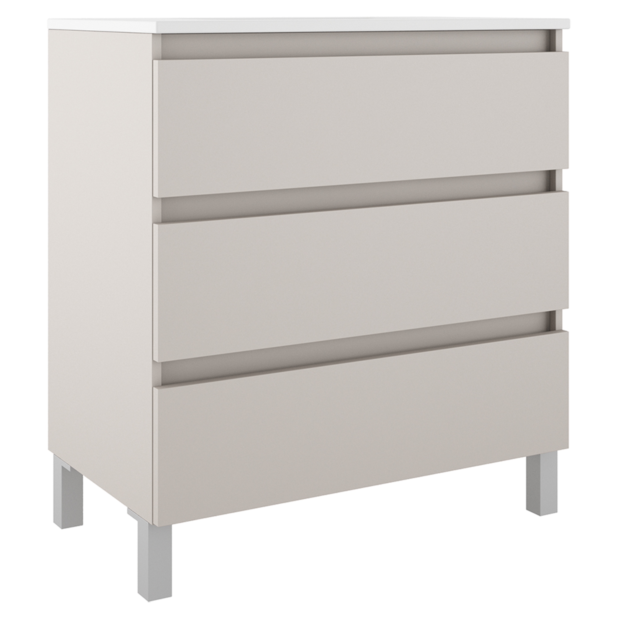 Underskab Compakt Beige Mat 80x40 cm med Vask, Tre Skuffer & Ben