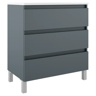 Underskab <strong>Compakt</strong>  Blå Mat 80x40 cm med Vask, Tre Skuffer & Ben