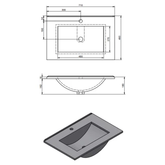Håndvask <strong>Liotta</strong>  Hvid Blank 70x40 cm