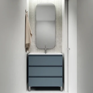 Underskab <strong>Compakt</strong>  Blå Mat 60x40 cm med Vask, Tre Skuffer & Ben