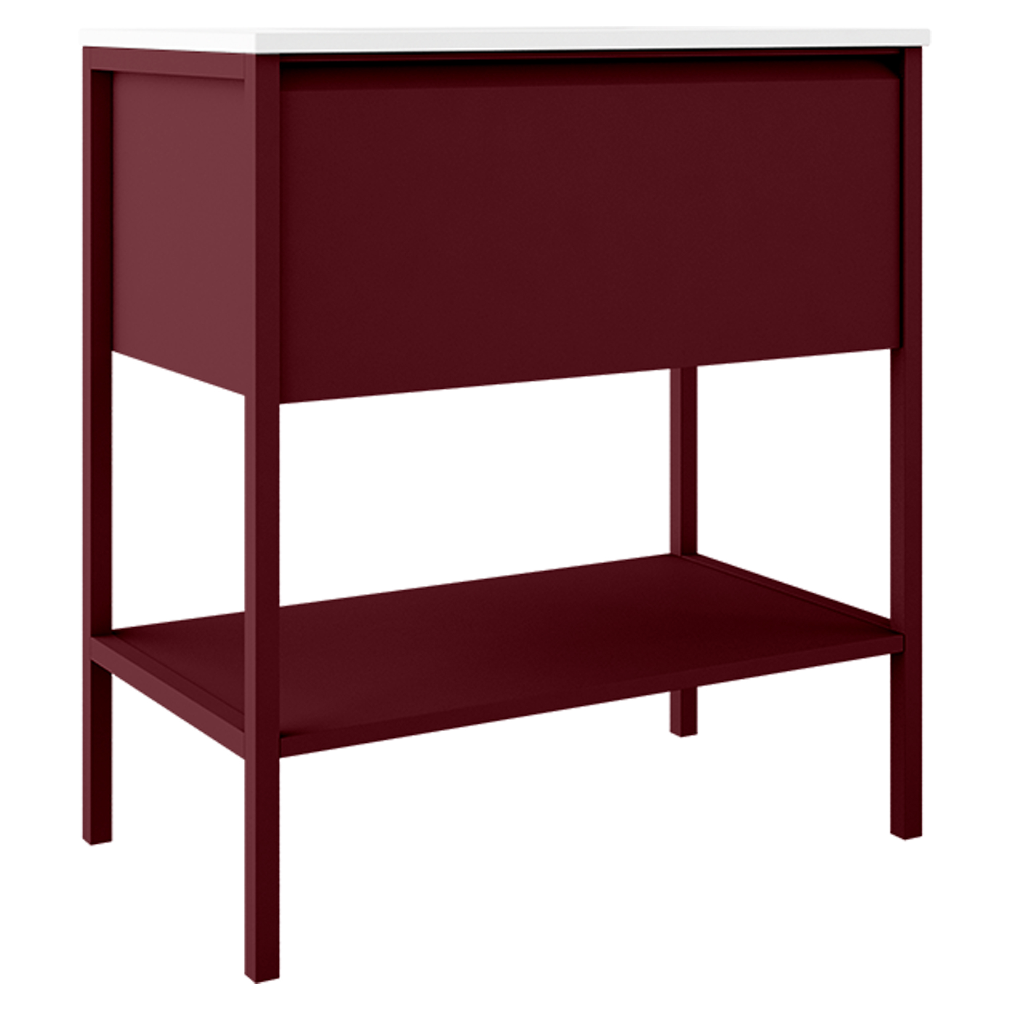 Underskab Tone Rød Mat 80 cm, 1 Skuffe med Vask