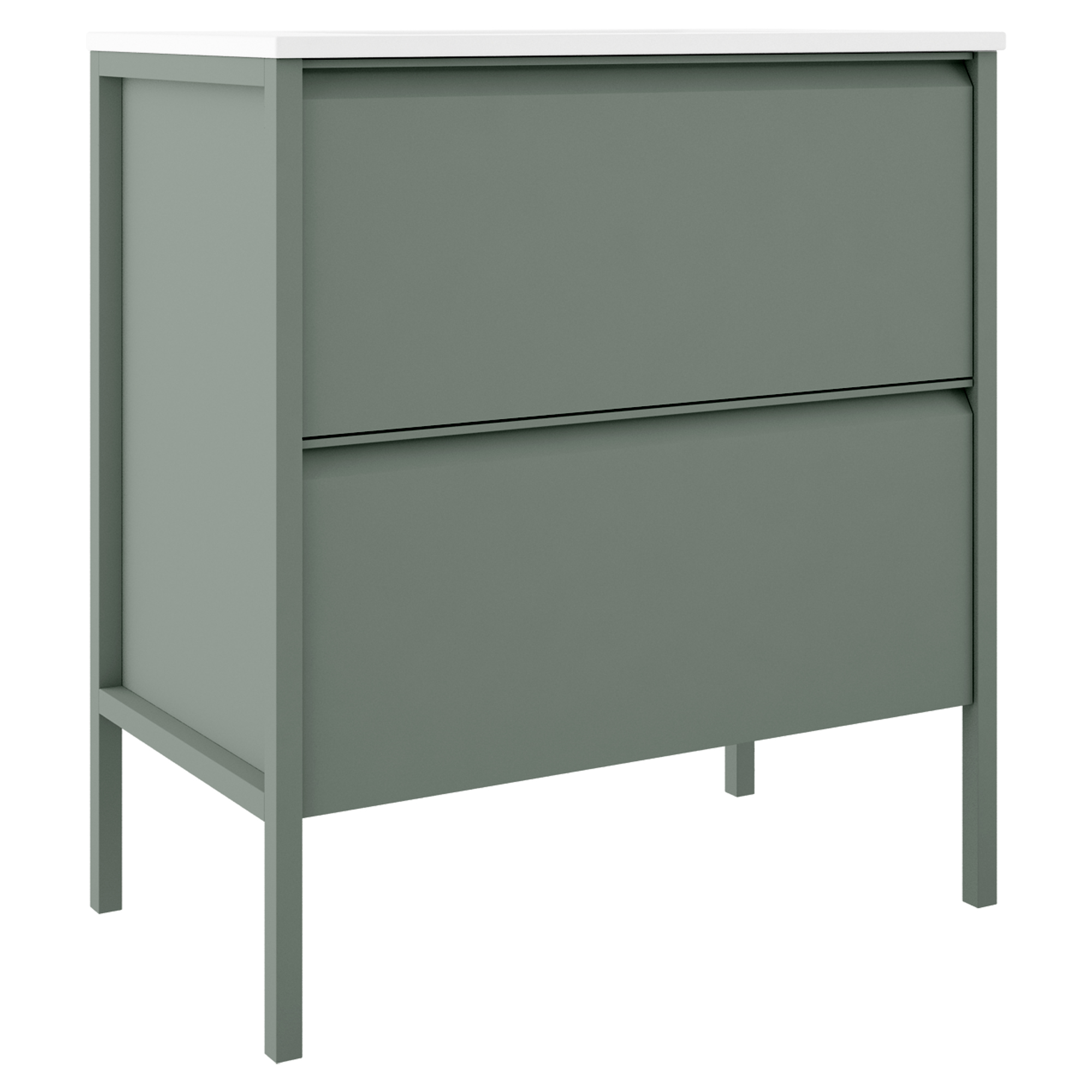 Underskab Tone Oliven Mat 80 cm, 2 Skuffer med Vask