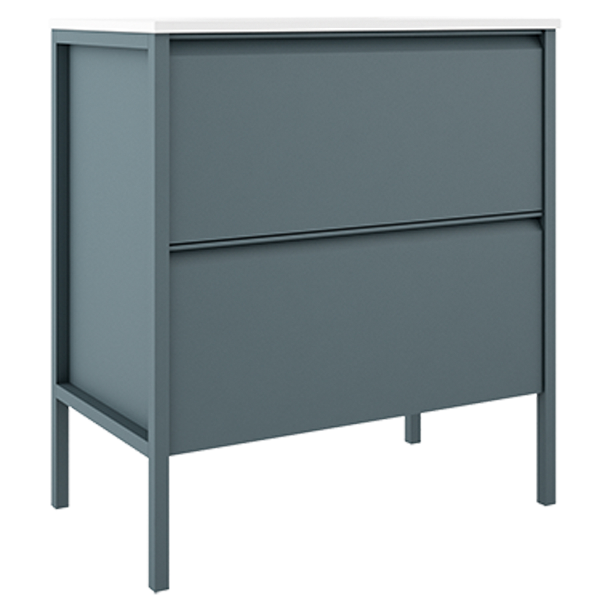 Underskab Tone Blå Mat 80 cm, 2 Skuffer med Vask