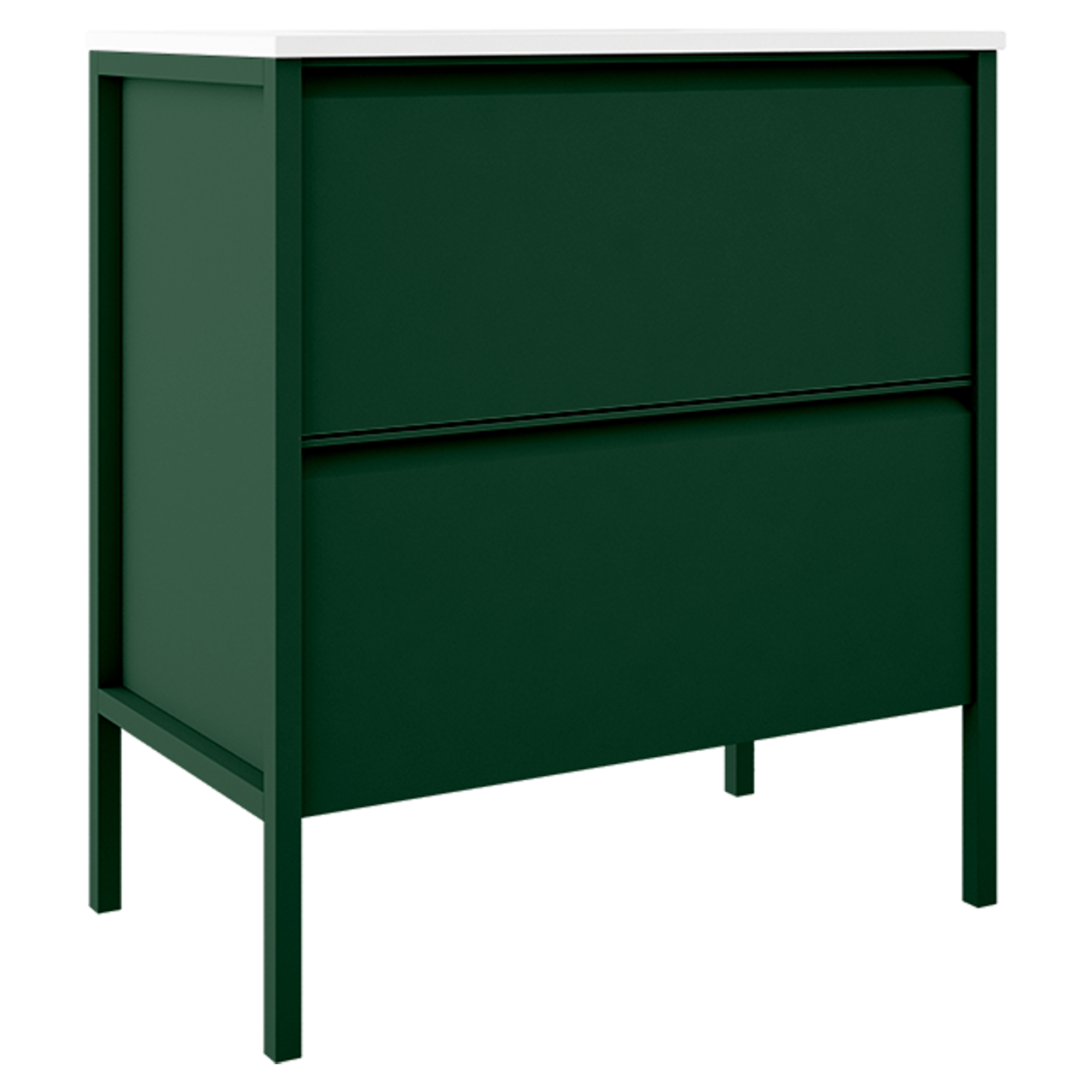 Underskab Tone Grøn Mat 80 cm, 2 Skuffer med Vask